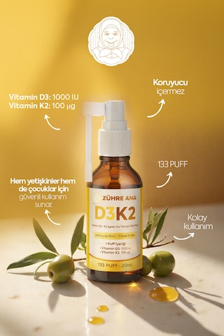 Vitamin D3&k2 İçeren Sıvı Takviye Sprey 20 ML