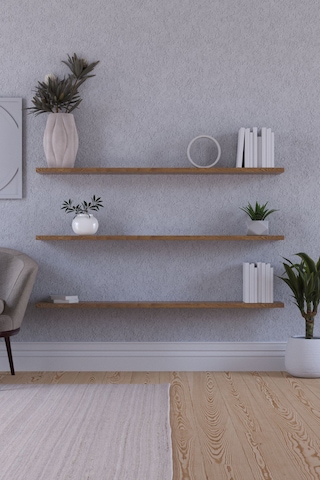 Yankı-BYEG 100 cm 3lü Safir Meşe Mdf Duvar Rafı Gizli Bağlantı Kitaplı