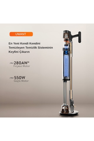Uwant V600 600 W Motor Gücüne Sahip Otomatik Gri Dikey Süpürge