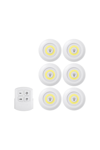Qingmipy Kablosuz Cob Led Dolap Aydınlatma - 6'lı Paket, Uzaktan Kumandalı, Ayarlanabilir Parlaklık, Taşınabilir Beyaz