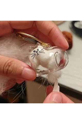 Kedi Şeffaf Anı Anahtarlığı - Kedi Figürlü - Karışık Model