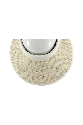 Uv Korumalı 50 Faktör Kadın Hasır Vizör Şapka Örgü Tasarım Vizör Krem