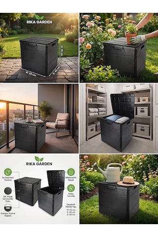 Rika Garden Ahşap Görünümlü Bahçe Depolama Sandığı Siyah