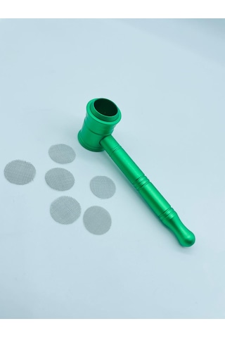 Metal Pipo Yeşil 2parça Süzgeçli Pipe //10cm