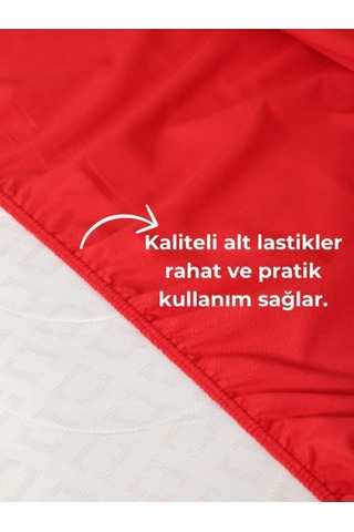 Kırmızı Lastikli Çarşaf Takımı Fitted Pamuklu Kumaş Yastık Kılıflı