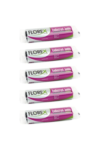 Florex Endüstriyel Jumbo Boy Çöp Torbası 80x110 Cm 10'lu Rulo Siyah 5 Rulo (50 Adet)