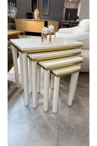 4lü Bohem Zigon Sehpa Gold Bej