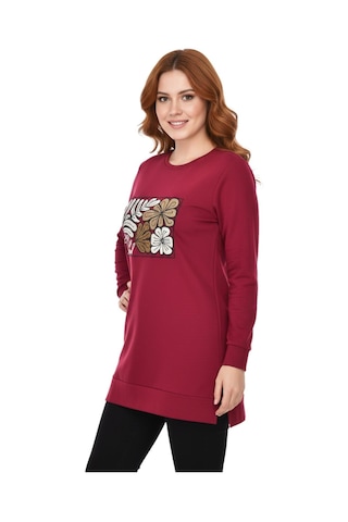 Caftan Kadın Sıfıryaka Önü Nakışlı Tunik Bgl-st05085 Bordo