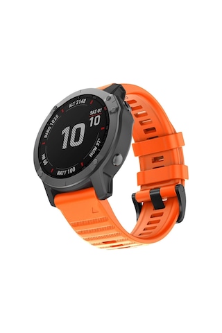 Caseonn Garmin Fenix 5x Plus Kordon Quickfit Premium Spor Kayış Turuncu