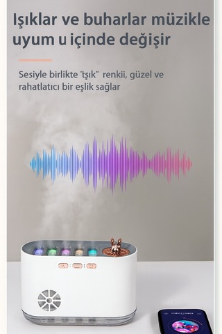 Ritimli Işık Ve Buhar Özellikli Aroma Terapi Cihazı - Sessiz Çalışma, 700ml Su Kapasitesi Beyaz