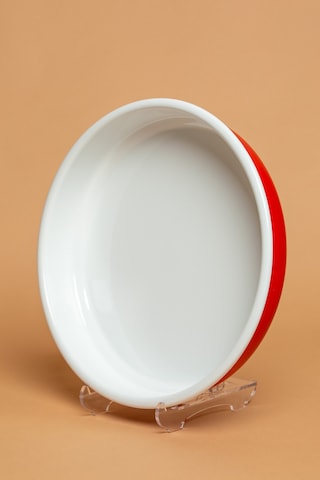 La Vita Rossa Vintage Emaye Yuvarlak Kırmızı Fırın Tepsisi Ebutay Kırmızı