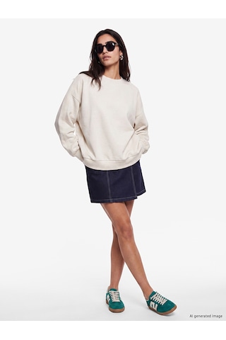 Lcw Vision Gri Soft Touch Oversize Kadın Sweatshirt
