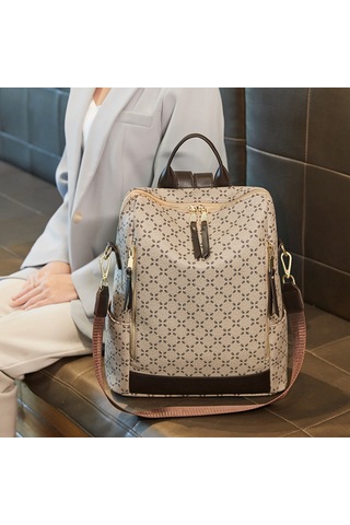 Moveevo Pvc Kumaş Çanta, Poliester Forlu, 31x14x38cm Büyük Kapasite, 0.73kg, Çanta/ Sırt Çantası, Anti-çalma, Seyahat/ Günlük Kullanım Bej - Kahverengi