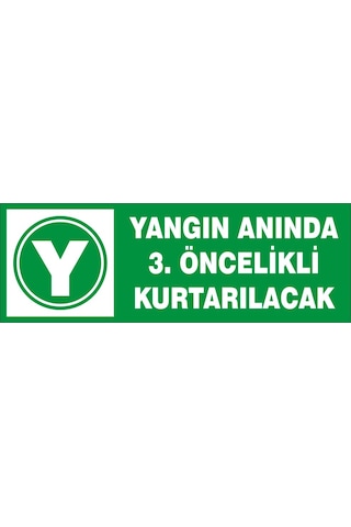 Yangında 3. Öncelikli Kurtarılacak Uyarı Etiketi