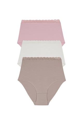 Suwen 3lü Paket Pamuklu Yüksek Bel Slip Külot St0040601b40 Ekru - Vizon - Pembe