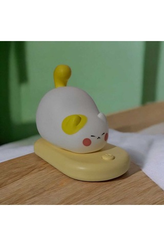 Dokunmatik Sevimli Pati Kedi Modelli Usb Şarjlı Led Karikatür Silikon Gece-masa Lambası Sarı