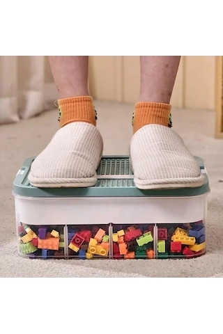 Novahub Turuncu 1 Katlı Çocuk Organizatör, Bilmeceli Sınıflama Kutusu, Şeffaf Oyuncak Bölme Kutusu Turuncu