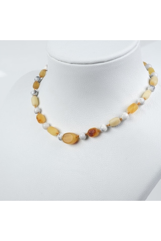 Havlit-damla Kehribar Kolye Ve Bileklik Set Sarı