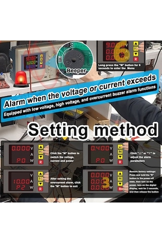 Trendooze Bm730 3 Fonksiyonlu Voltmetre - Akım, Güç Ölçer Ve Alarmlı Düşük/aşırı Voltaj