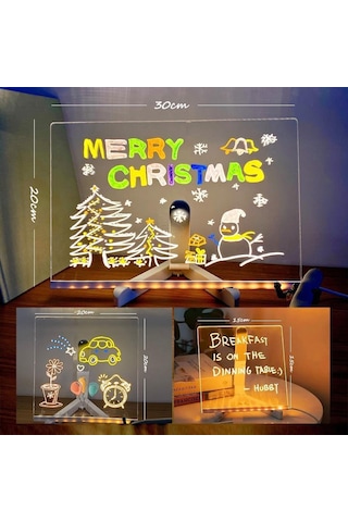 Kangvka Büyük Boy Işıklı Silinebilir Çocuk Tahtası - 7 Renkli Kalemli Dıy Resim Ve Yazı Oyuncakları Çok Renkli