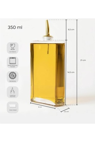 Molivet 3'lü Gold Kapak Cam Yağdanlık Sosluk Sirkelik 350-500-750 Ml Seffaf Şeffaf