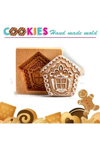 Kangvka Ahşap Zencefilli Bisküvi Kalıbı - 10x10 Cm Kayın Ağacı, Detaylı Desen, Hamur Tutmayan Tabaka, Noel Hediyesi Ahşap