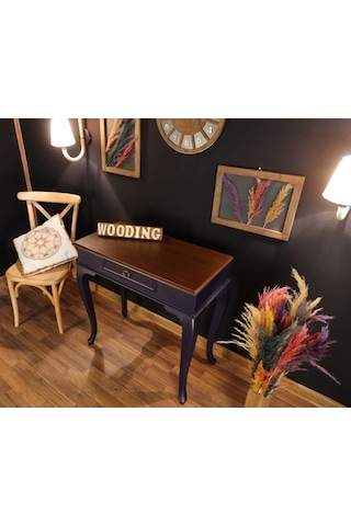 Wooding 80 Cm Çekmeceli Masif Lacivert Ceviz Dresuar (548586614) Ceviz