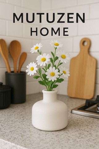 Dekoratif Minimal Vazo Antik Beyaz