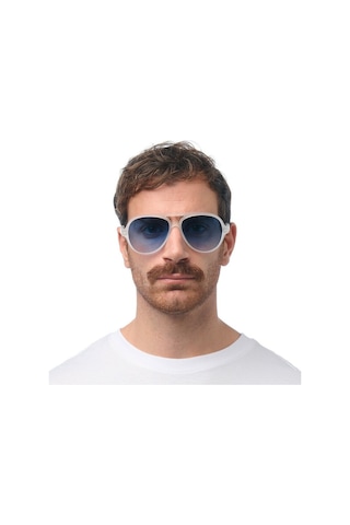 Okkia Alessio Unisex Güneş Gözlüğütransparan Beyaz / Lens: Mavi Beyaz