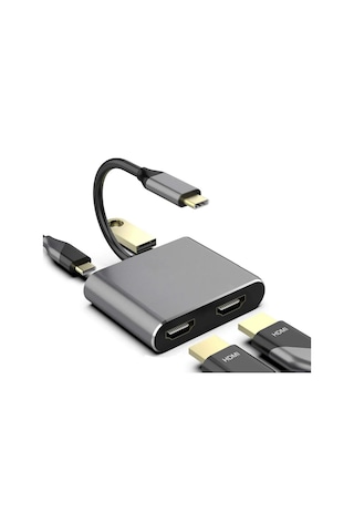 Platoon Pl-5580 4 İn 1 Type-c To 2x Hdmı + Usb+type-c Çevirici Dönüştürücü
