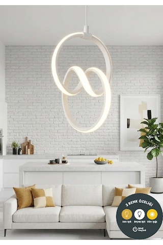 3 Renkli Signature Beyaz Sarkıt Avize Modern Salon, Mutfak, Çocuk Odası Ve Antre Aydınlatma