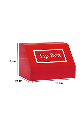 Pleksi Tip Box Bahşiş Kutusu Kırmızı 15x10xh12 Cm