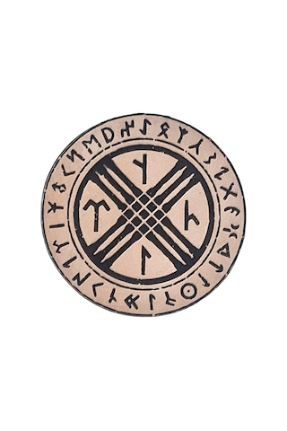 Tengri - Deri Peç - Arma - Türk Mitolojisi - Leather Patch Bej