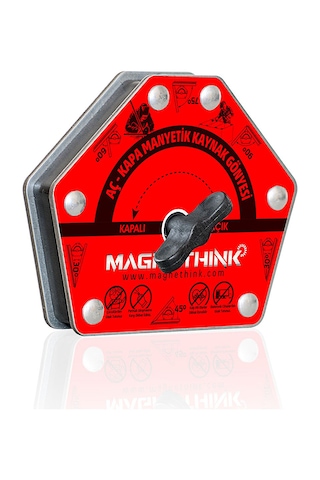 Magnethink Manyetik Kaynak Gönyesi Güçlü Mıknatıslı Aç Kapa Özellikli 6 Açılı Kolay Temizlenebilen Kırmızı 1 Adet