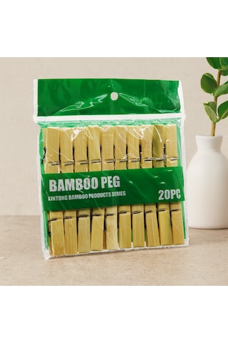 Bambu Ahşap Mandal 20'li Sarı