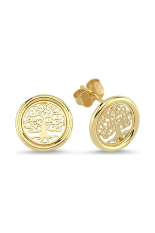 Sembol Gold Altın Hayat Ağacı Küpe Çivili İtalya