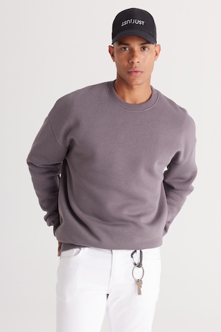 AC&Co / Altınyıldız Classics Erkek Koyu Grı Oversize Fit Bol Kesim Pamuklu İçi Polarlı Bisiklet Yaka Sweatshirt Koyu Gri