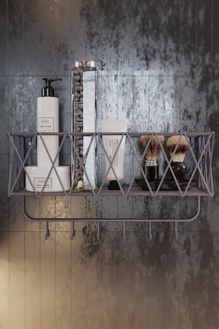 Metal Şampuanlık Banyo Rafı Banyo Düzenleyici Organizer Nardo Gri