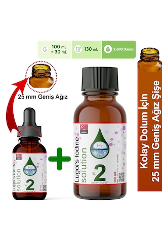 Lugol Çözeltisi %2 130 Ml Kolayca Doldur Sınırsız Kullan Lügol Cam Damlalıklı Geniş Ağız Şişe,pharma Grade
