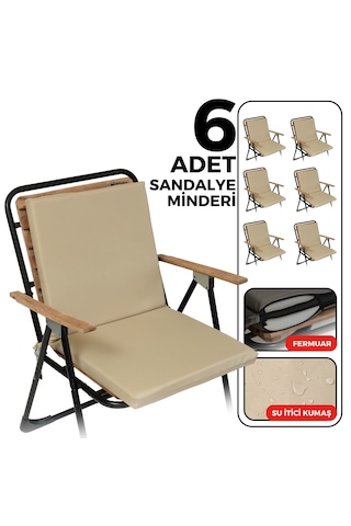 Xpermate 6'lı Arkalıklı Sandalye Minderi Fermuarlı 40x40 Bej