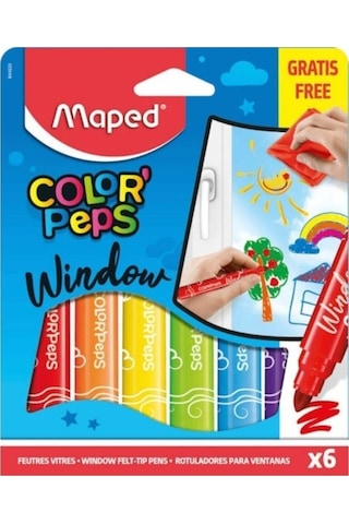 Color Peps Keçeli Cam Boyası Kalemi + Fiber Bez 6 Renk 3154148448204