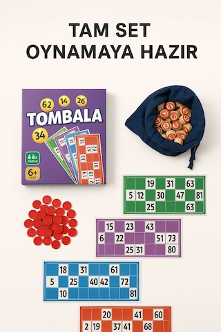 Renkli Tombala Seti 24 Adet Kart Tam Takım Aileyle Oynamaya Hazır Eğlenceli Kutu Oyunu