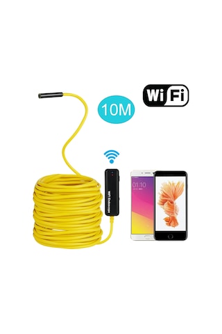 Newdaki 10 M Sarı Sert Tel 1200 Piksel 2 Mp Endoskop Wifi Yılan Kamera