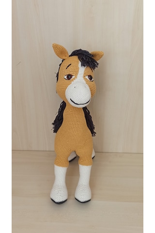 Amigurumi Doru At Yükseklik 44 Cm Uzunluk 30 Cm. El Örgüsü
