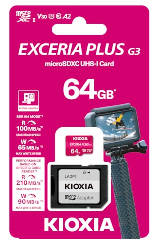 Kioxia Exceria Plus G3 64gb 210mb/s-90mb/s V30 U3 4k Microsd Hafıza Kartı LMPL3M064GG2