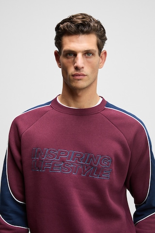Grımelange Hercules Erkek Bisiklet Yaka Önü Nakışlı Kolları Biyeli Bordo Sweatshirt Bordo