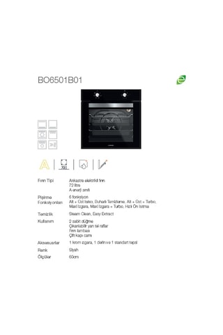 Silverline BO6501B01 - CS5349B01 - 3481 Flam 60 Siyah Ankastre Set