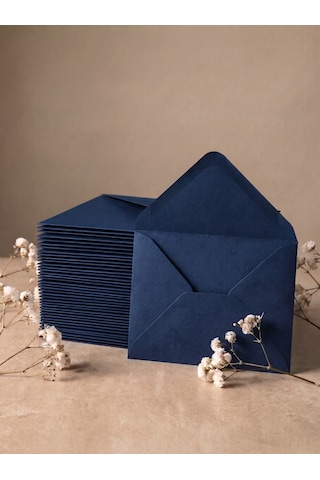 25 Adet 13x18 Cm Premium Kalite Davetiye Zarfı Koyu Mavi