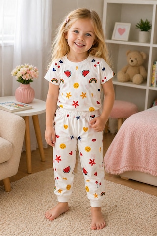 Beniizle Kız Çocuk Pijama Takımı Beyaz