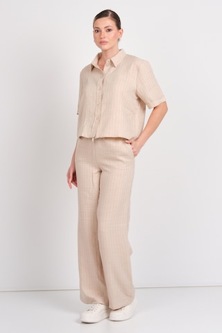 Jdy Kadın Jdypower Çizgili Kısa Kollu Gömlek 15347235 Bej Bej